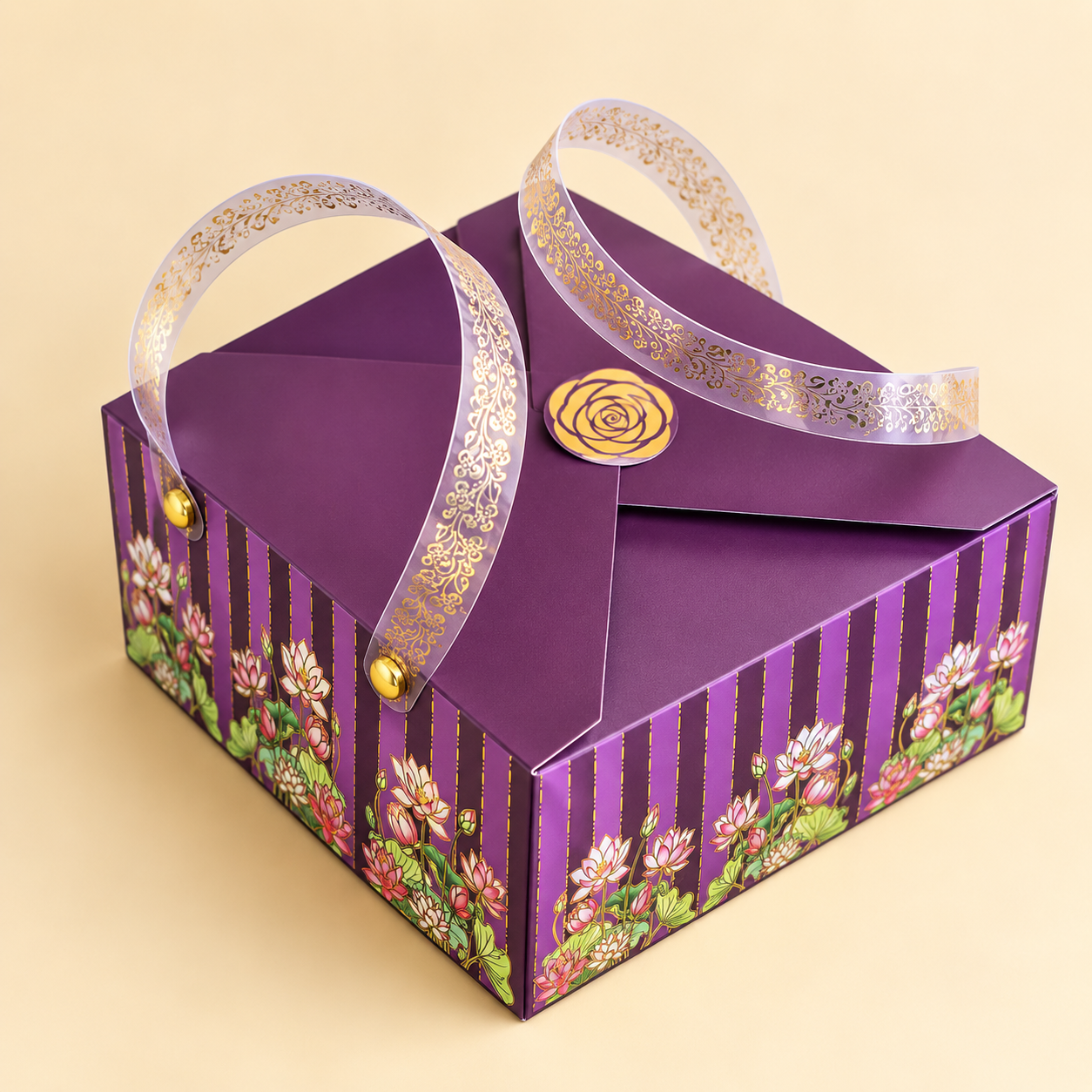 Floral Handle Gift Box – Purple