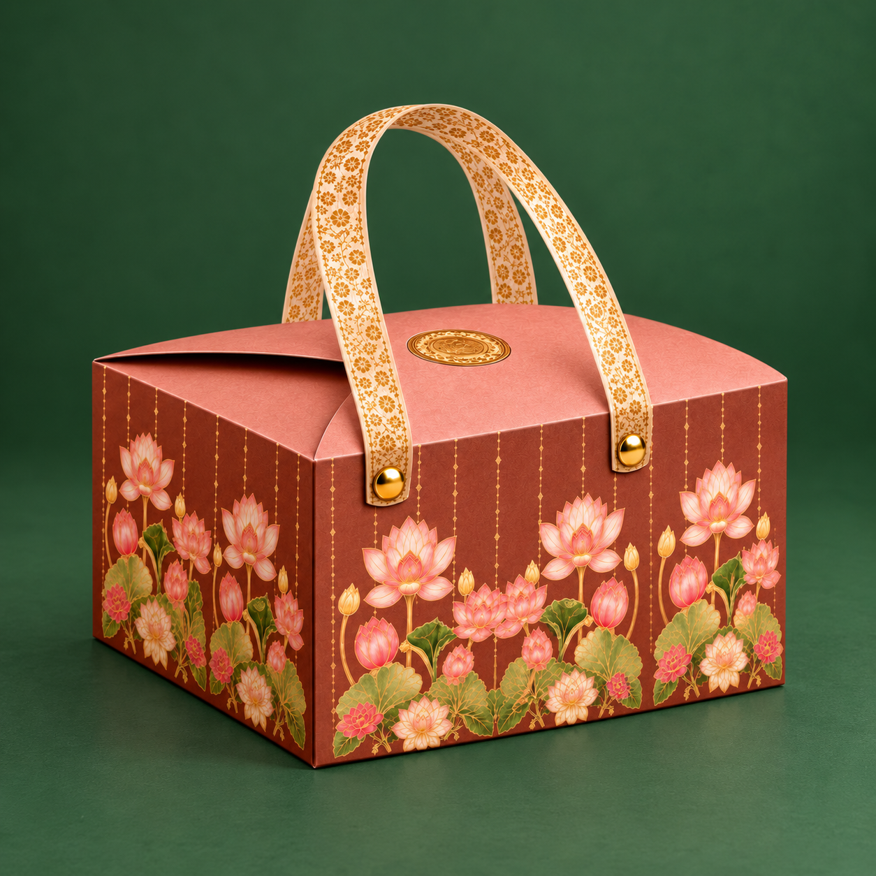 Floral Handle Gift Box – Red