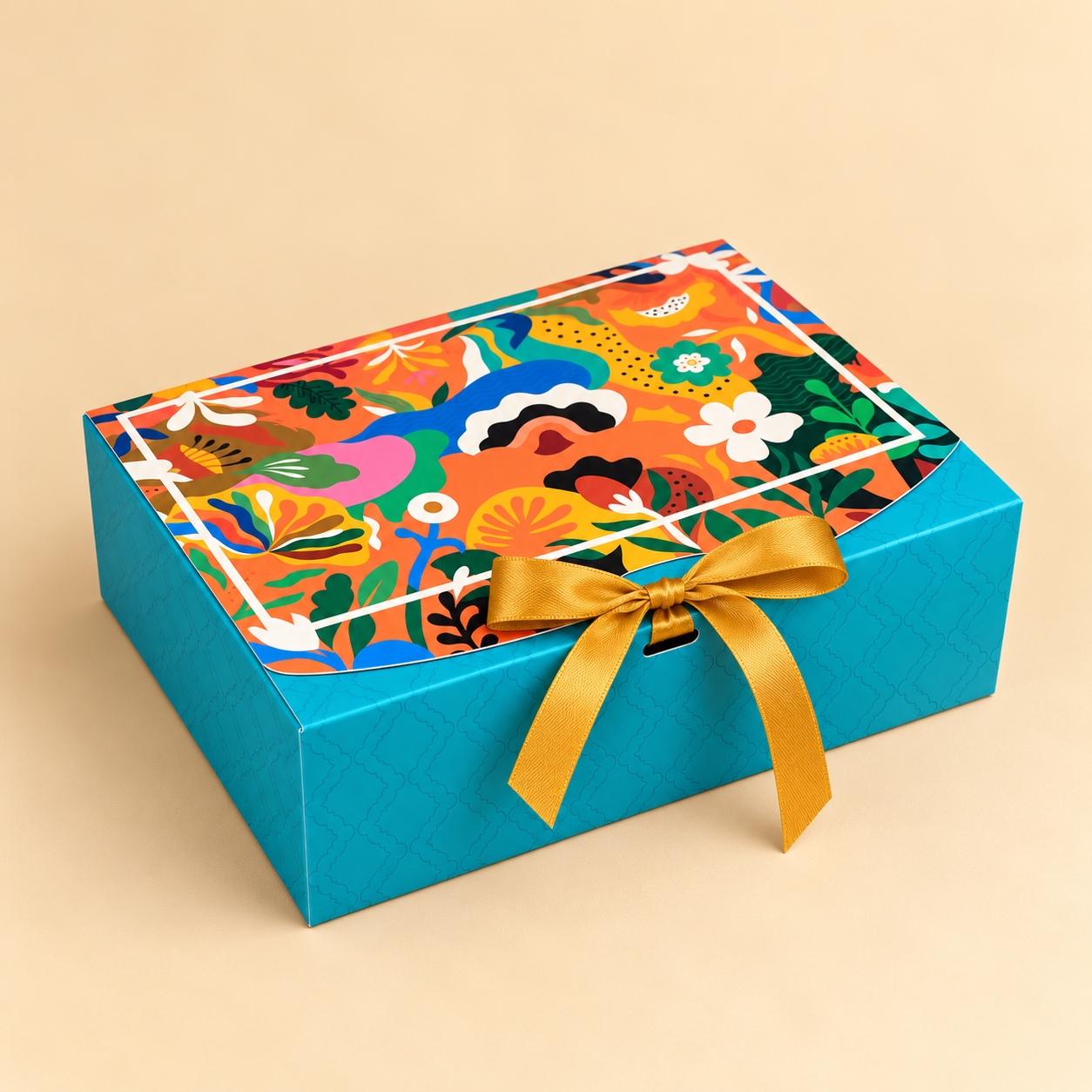 Printed Gift Box – Blue / Floral